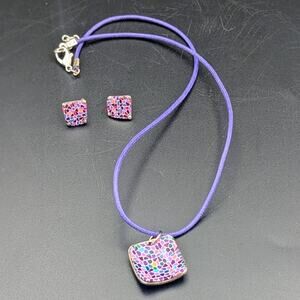 Handmade Pastacuita Mosaic Necklace & Stud Earrings | Barcelona Artisan Jewelry